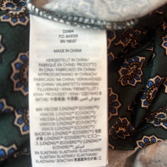 Boden Size 8 Long Notch Neck Jersey Dress In Green Sunflower Geo Pockets Stretch - Picture 5 of 6